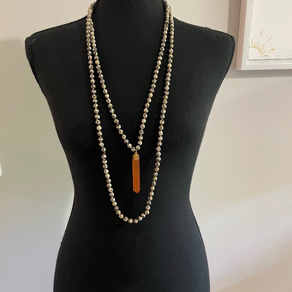 Beaded lanyard necklace . Beautiful statement piece .